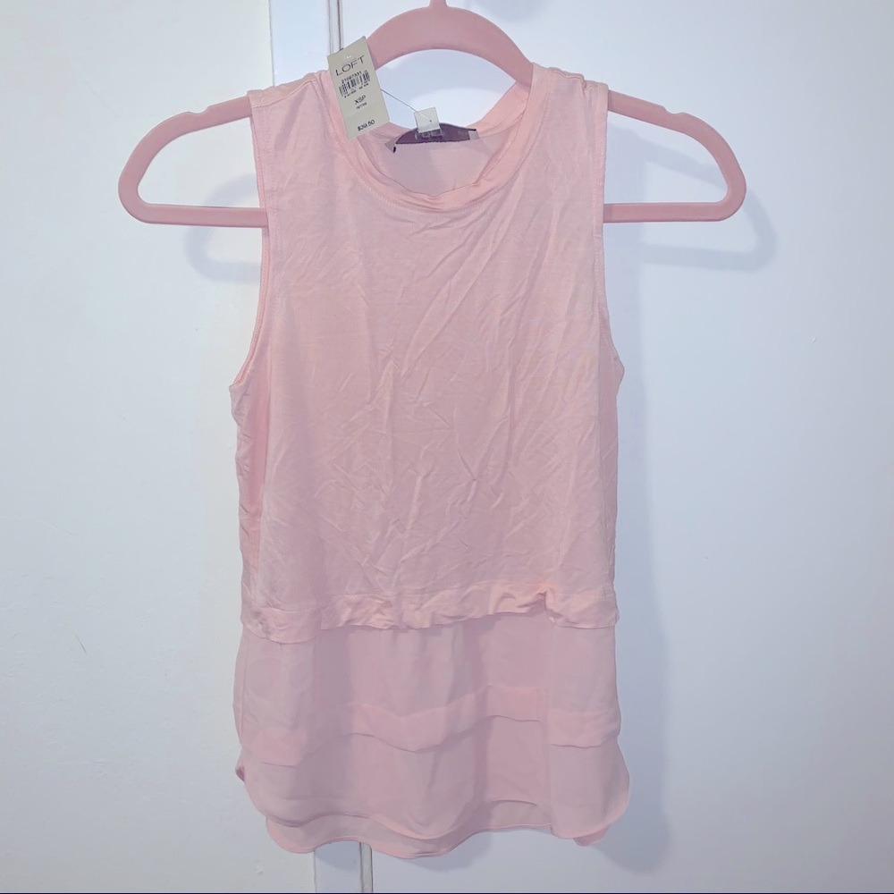 NWT! Ann Taylor Loft light pink tank top with lace
